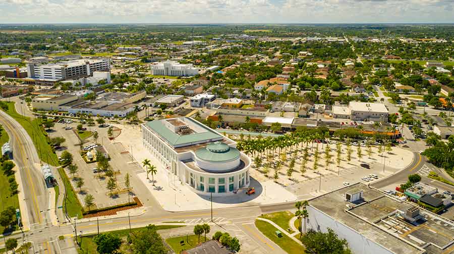 Aerial shot of Downtown Homestead Miami Dade Florida